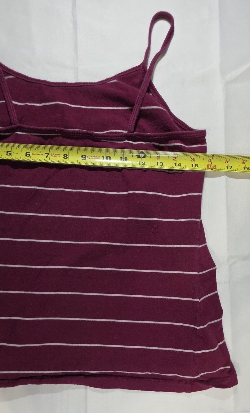 Forever 21 Women's XL Burgundy & White Striped Spaghetti Strap Camisole Sku 0327 - Picture 4 of 5